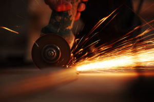 Metal Sawing Close Up Sparks Spray