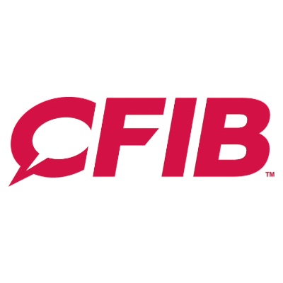 The image shows the logo of the Canadian Federation of Independent Business (CFIB). The logo features red and white lettering on a green background.